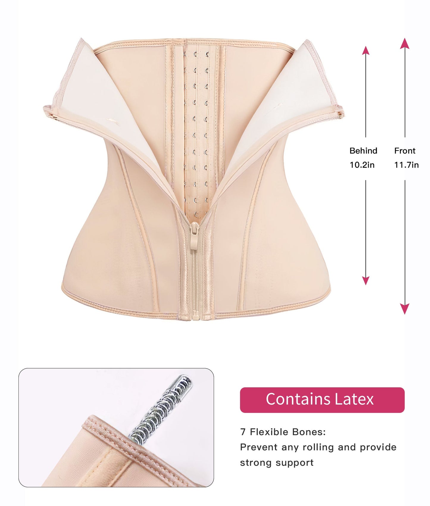 YIANNA Gaine Amincissante Latex Femme : Contrôle Ventre, Corset Sablier, Fermeture Éclair et Crochets