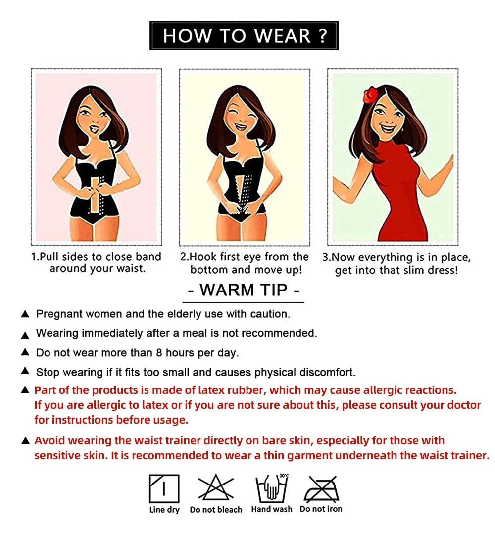 YIANNA Gaine Amincissante Femme en Latex, 9 Baleines Acier, 3 Crochets